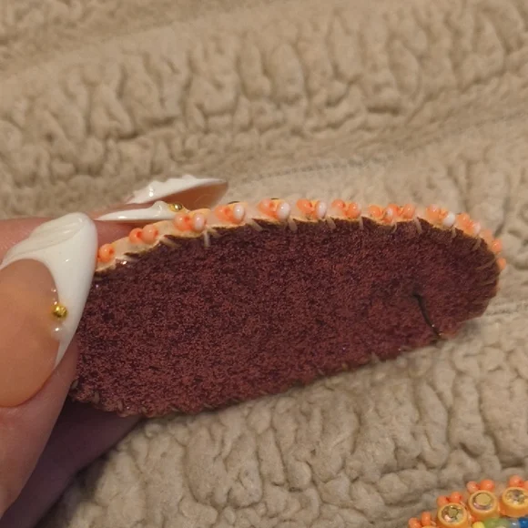 Hand Beaded Earrings with Floral Accent - Picture 3 of 5